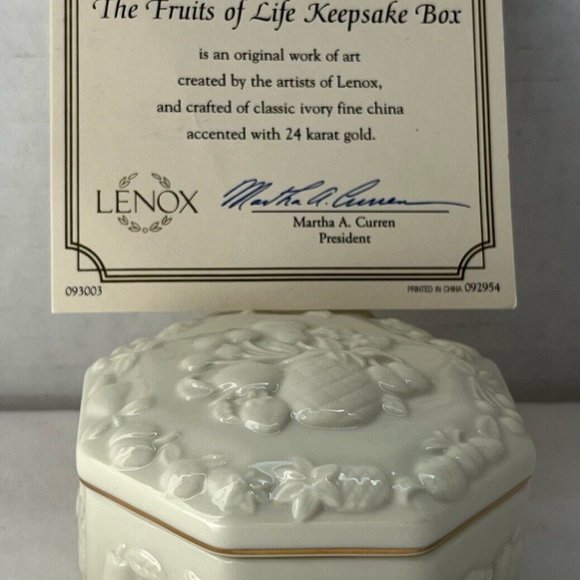 Lenox Collection The Fruit Of Life Keepsake Trinket Box Bone China 24 Karat Gold - Picture 4 of 4